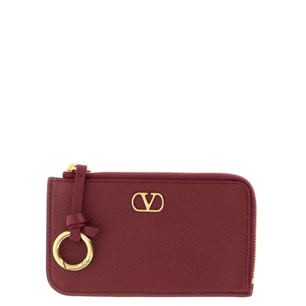 Valentino Garavani Bordeaux Lamb Leather Women's Cardholder